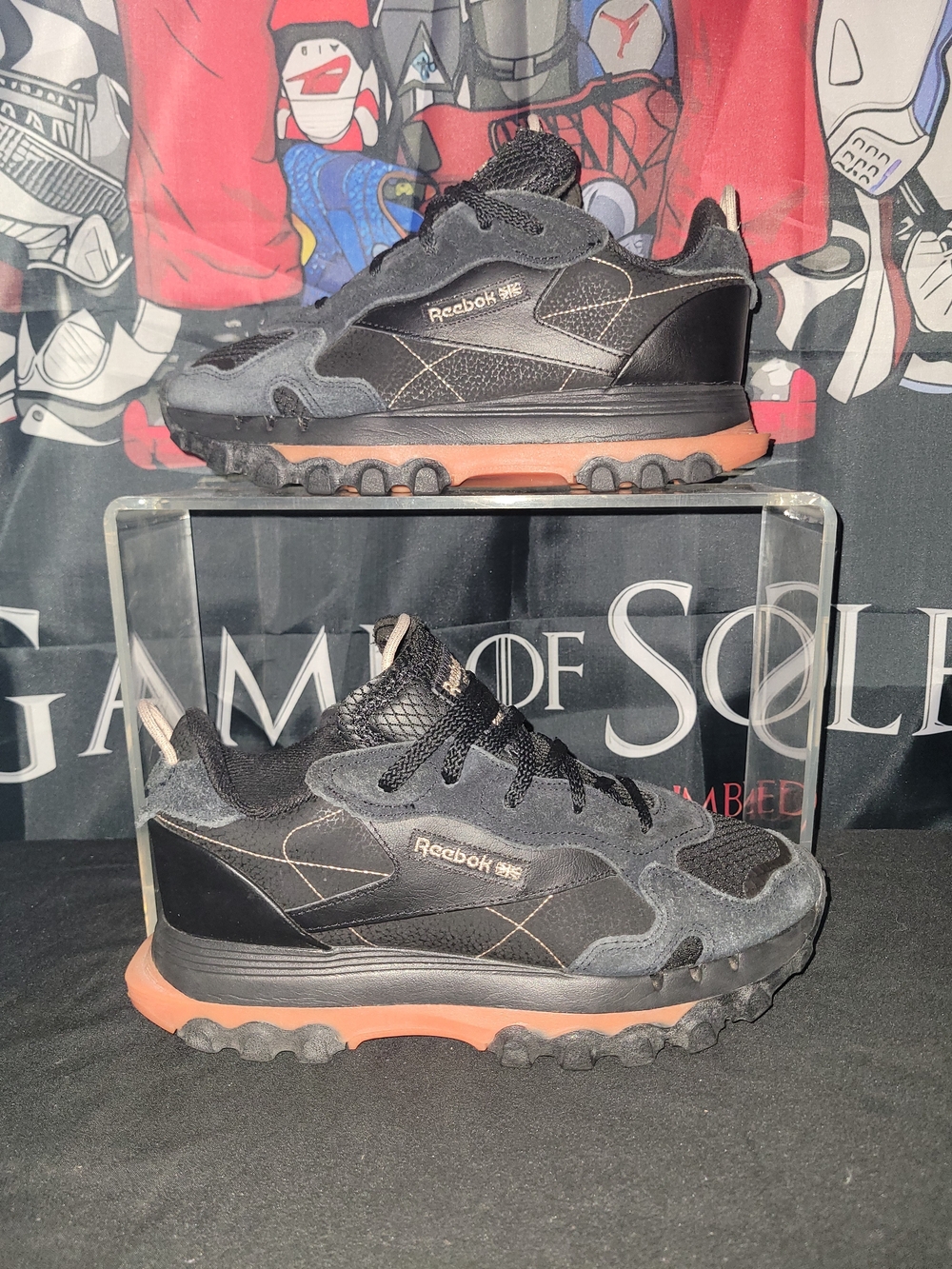 Reebok Classic Leather Sneakers Cardi B Black Fiery Orange